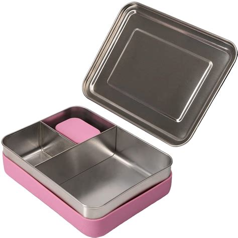 weesprout stainless steel bento box with silicone sleeve|Amazon.com: WeeSprout 18/8 Stainless Steel Bento Box (Large).